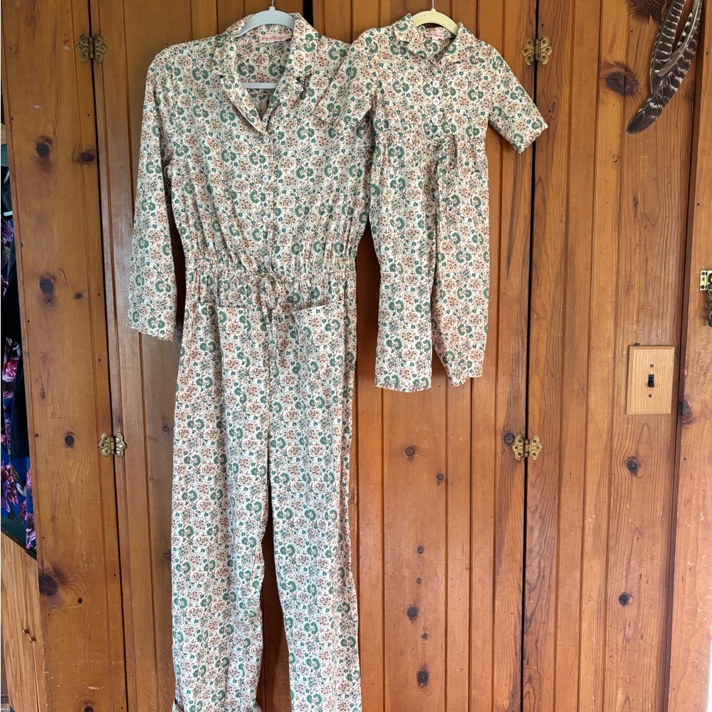 Mommy & Me Ivy City Co Cream and Green Floral Romper